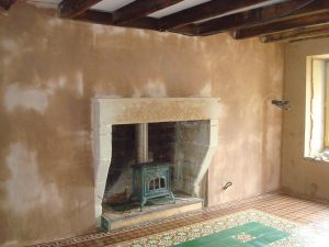 plastering-around-fireplace