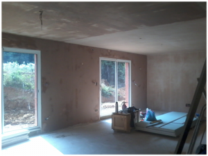 plastering of large room near parthenay